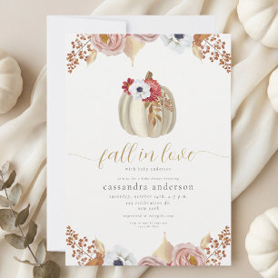 Fall in Love Floral Botanical Autumn Baby Shower Invitation