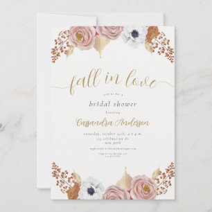 Fall in Love Floral Botanical Autumn Bridal Shower Invitation