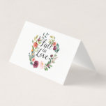 Fall in Love Floral Bridal Shower Advice Card<br><div class="desc">Sweet and stylish, this petite fall bridal shower advice card pairs a watercolor floral wreath with the phrase "Fall in Love" on the front and a bold burgundy stripe pattern on the reverse — a beautiful detail that coordinates perfectly with fall and marsala wedding palettes. Ideal for guests to fill...</div>
