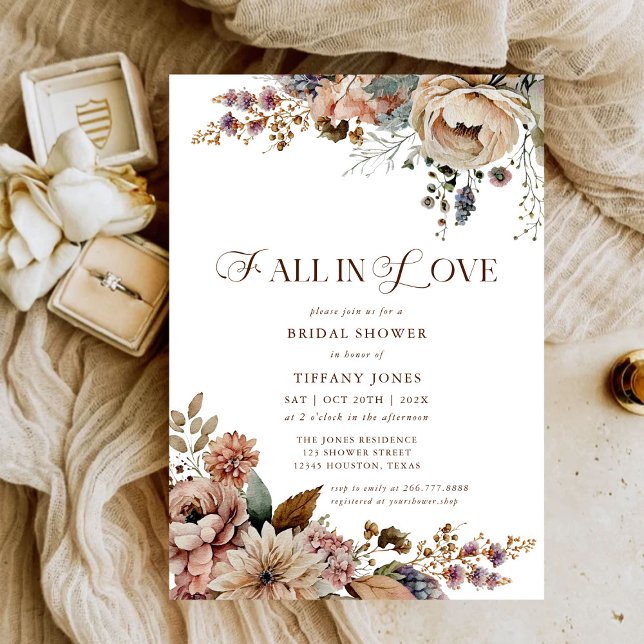 Fall in Love Floral Bridal Shower Invitation (Creator Uploaded)
