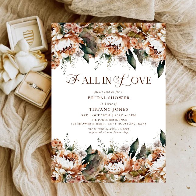 Fall in Love Floral Bridal Shower Invitation (Creator Uploaded)