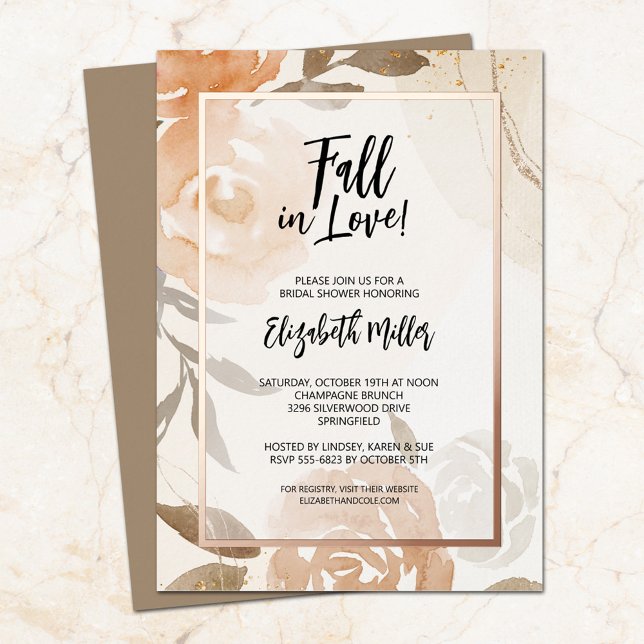 Fall in Love Floral Bridal Shower Invitations (Creator Uploaded)
