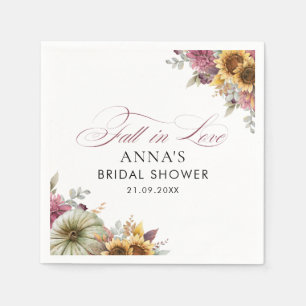 Fall In Love Floral Bridal Shower Napkin