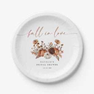 Fall in Love Floral Bridal Shower Paper Plate
