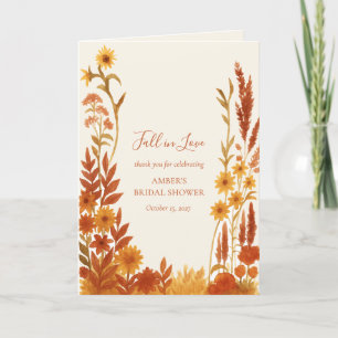 "Fall in Love" Floral Bridal Shower Thank You Card