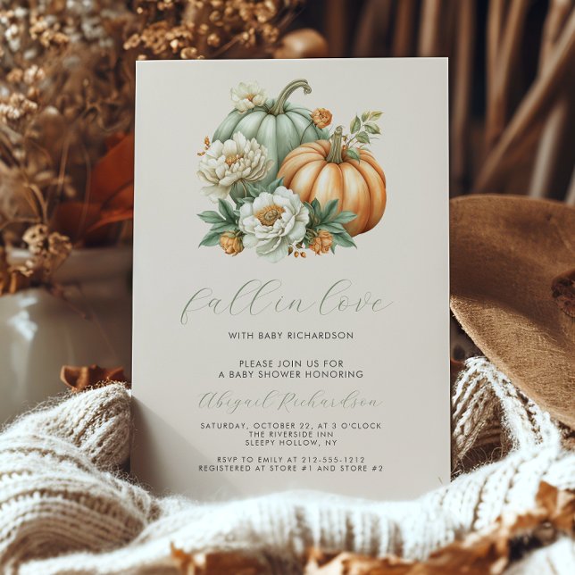 Fall in Love Floral Fall Baby Shower Invitation (Creator Uploaded)