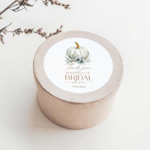 Fall In Love Floral Pumpkin Bridal Shower Classic Round Sticker