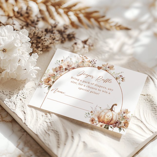 Fall in love Floral Pumpkin Diaper Baby Shower Enclosure Card (Creator Uploaded)