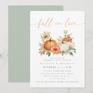 Fall in Love Floral Pumpkin Engagement Party Invitation