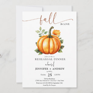 Fall in Love Floral Pumpkin Rehearsal Dinner Invitation