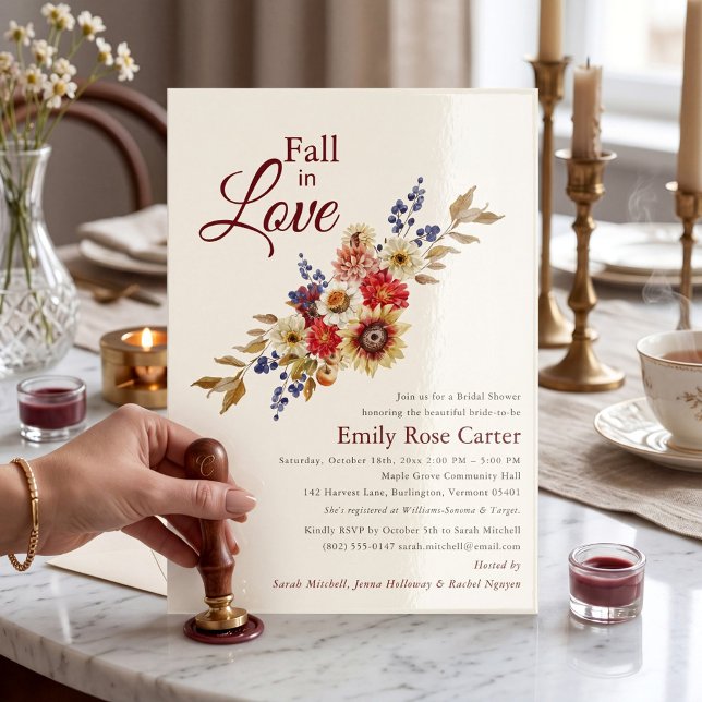 Fall in Love Floral rustic Bridal Shower  Invitation (Creator Uploaded)