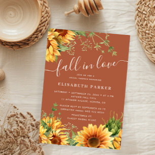 Fall in love floral terracotta bridal shower invitation