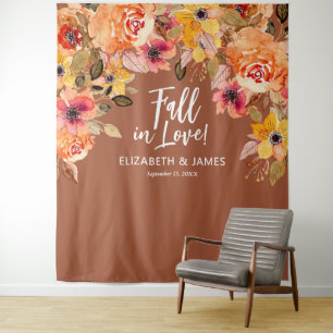 Fall in Love Floral Wedding Backdrop Tapestry