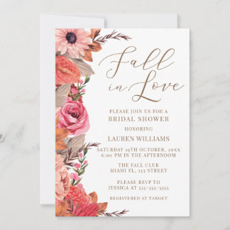 Fall In Love floral Wedding Shower Invitation