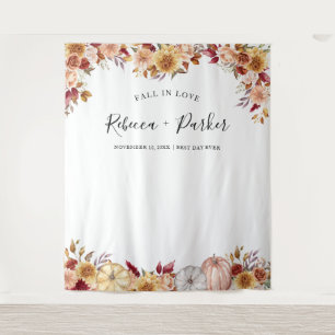 Fall in love flowers pumkins Backdrop Photo booth Tapestry