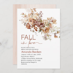 Fall in Love Flowers  Watercolor  bridal shower In Invitation