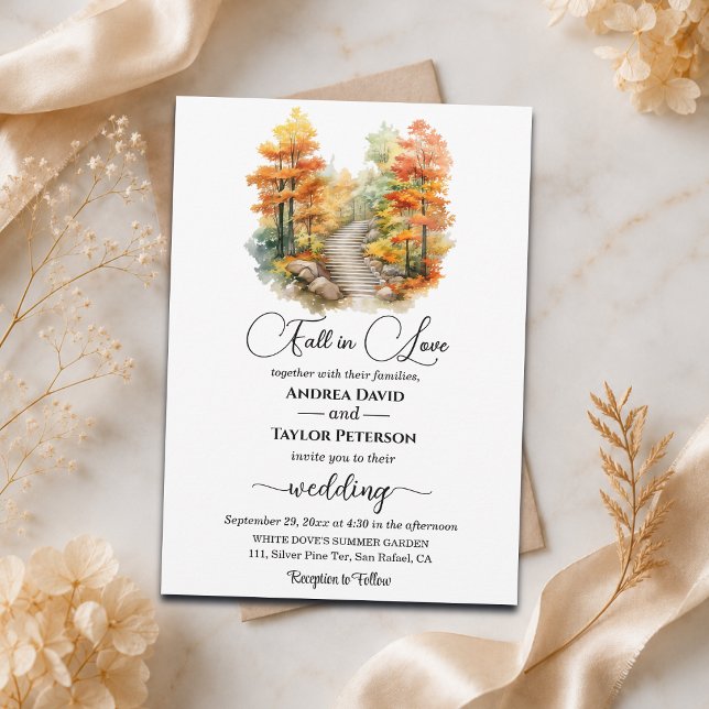 Fall in Love Forest in the Fall Wedding Invitation (Creator Uploaded)
