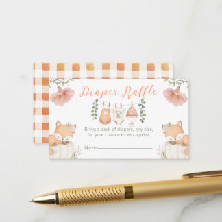 Fall In Love Fox Autumn Clothesline Diaper Raffle Enclosure Card