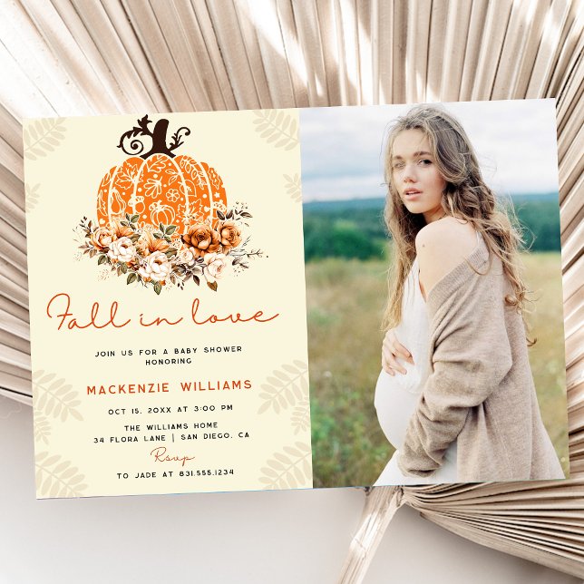 Fall In Love Fumpkin Autumn Baby Shower Photo Invitation (Creator Uploaded)