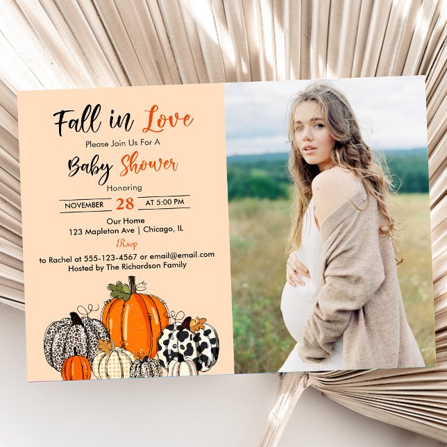 Fall In Love Fumpkin Baby Shower Photo Invitation (Creator Uploaded)