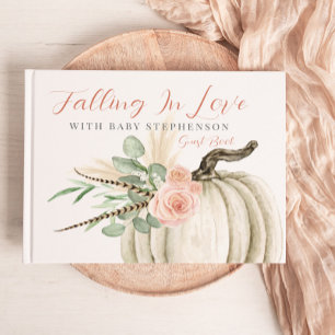 Fall In Love Girl Baby Shower Pumpkin Guest Book