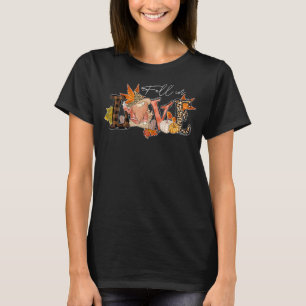 Fall In Love Gnome Leopard Plaid Pumpkin Thanksgiv T-Shirt