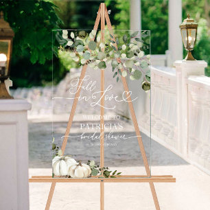 Fall in Love Greenery Bridal Shower Welcome Acrylic Sign