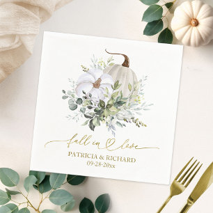 Fall In Love Greenery Pumpkin Napkin