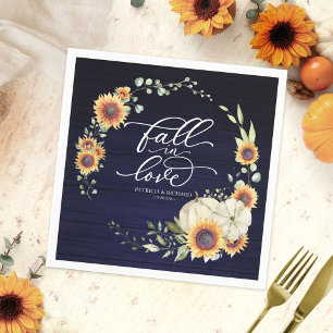 Fall In Love Greenery Sunflowers Wedding Napkin