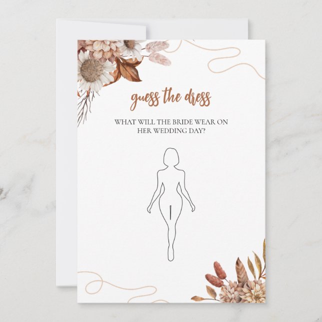 Fall in love | Guess The Dress Bridal Shower Game  Invitation (Front)
