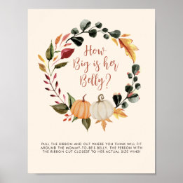 Fall in Love How Big is her Belly Baby Shower Game Poster