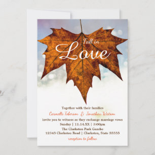 Fall in Love Leaf Photo - Wedding Invitation