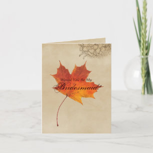 Fall in Love Leaves Will You Be My Bridesmaid Invitation