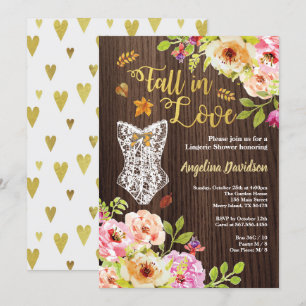 Fall in love lingerie shower invitation. Rustic Invitation