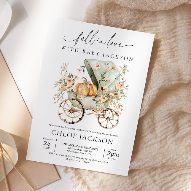 Fall In Love Little Pumpkin Autumn Baby Shower Invitation (Creator Uploaded)