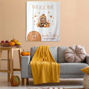 Fall In Love Little Teddy Bear Orange Pumpkin Tapestry