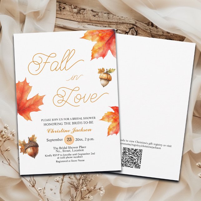 Fall in Love Maple Tree Leaves Bridal Shower  Invitation (Creator Uploaded)