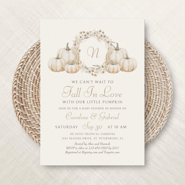 Fall In Love Minimalist Autumn Baby Shower Invitation (Creator Uploaded)