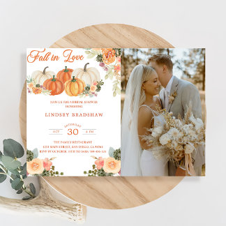 Fall In Love Minimalist Bridal Shower Invitation