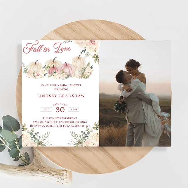 Fall In Love Minimalist Bridal Shower Invitation (Creator Uploaded)