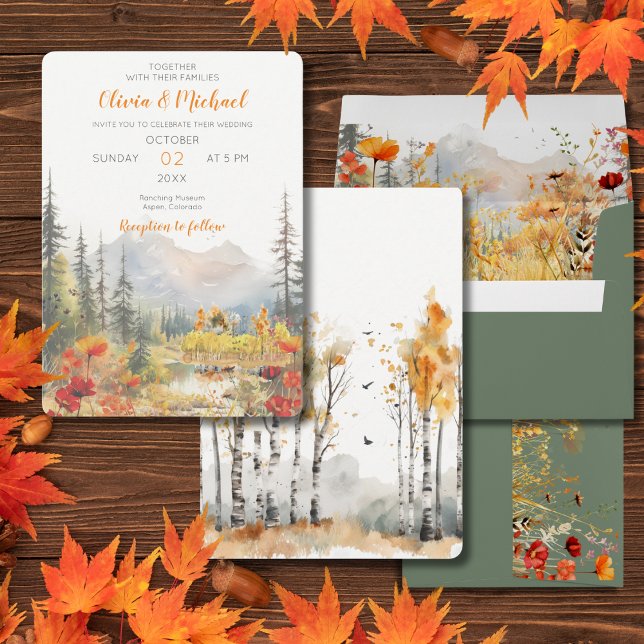 Fall in Love Mountain Wedding Invitation (Creator Uploaded)
