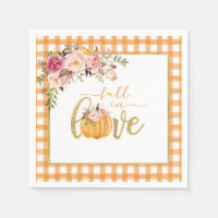 Fall in Love Napkin - Orange Gingham