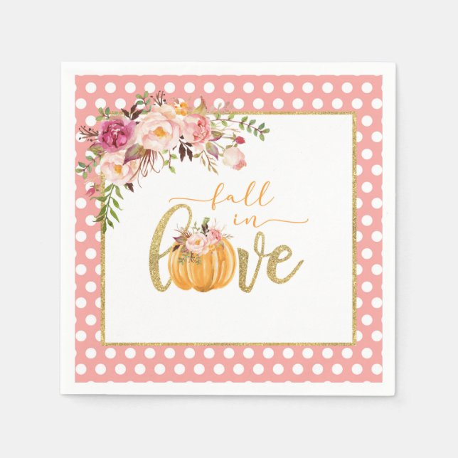 Fall in Love Napkin - Pink Dots (Front)