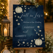 Fall in love Navy Blue Autumn Pumpkin Wedding