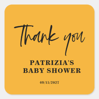 Fall in Love Orange Baby Shower Square Sticker