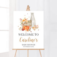 Fall In Love Orange Pumpkin Welcome Baby Shower
