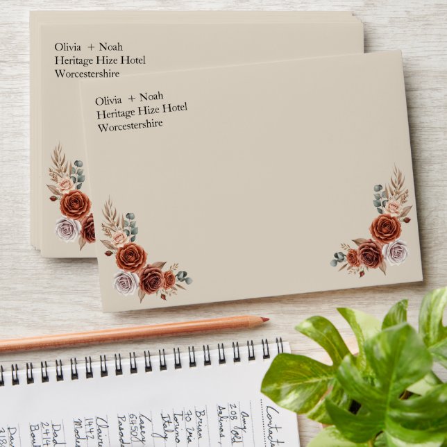 Fall in Love Orange Rose and Pampas Grass Envelope (Stacked)