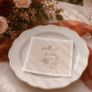 Fall in Love Organic Minimalist Autumn Wedding Napkin