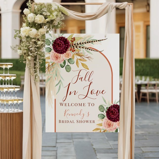 Fall In Love Pampas Floral Bridal Shower Welcome  Poster (Creator Uploaded)