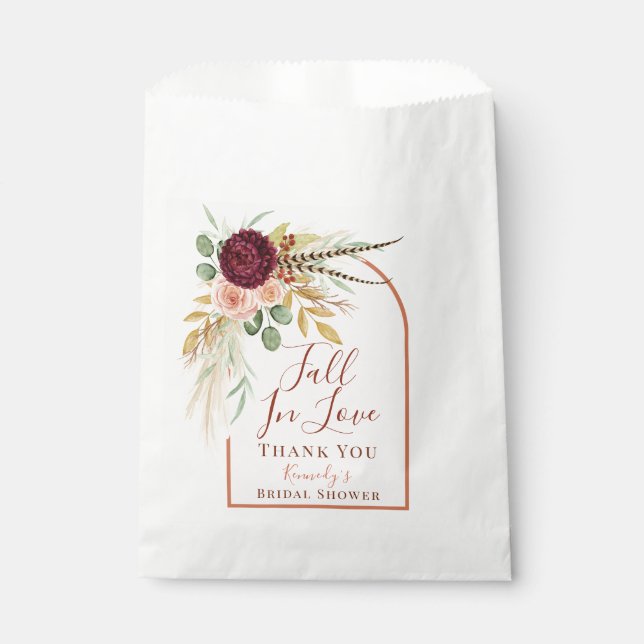 Fall In Love Pampas Grass Floral Bridal Shower Favour Bags (Front)